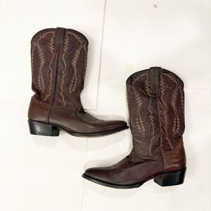 Dan Post Mens Cowboy Boots 9.5 Brown Leather Western Embroidered
